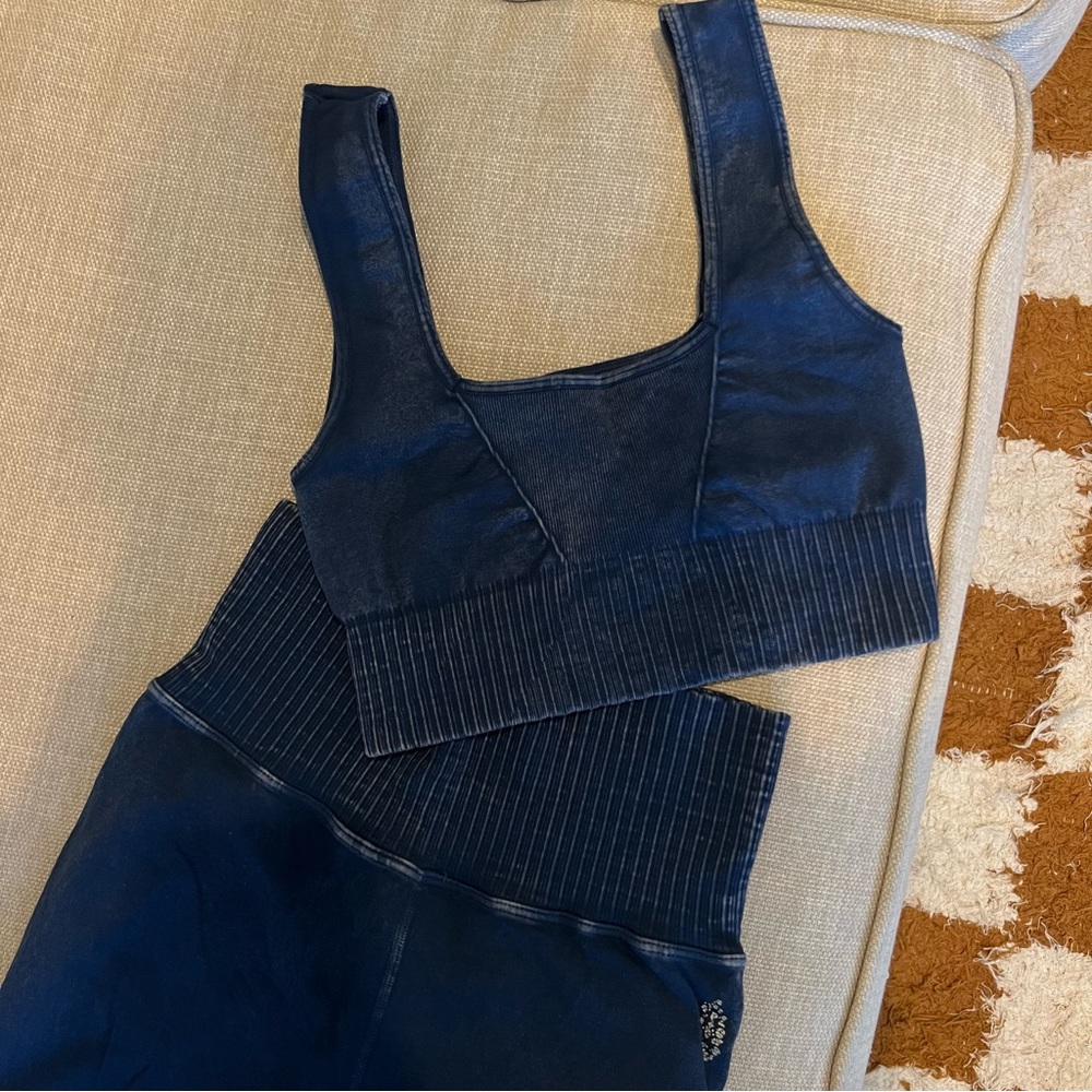 Free People Good Karma Activewear Set NAVY
